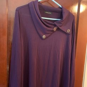 Tunic top open-cowl neck with buttons